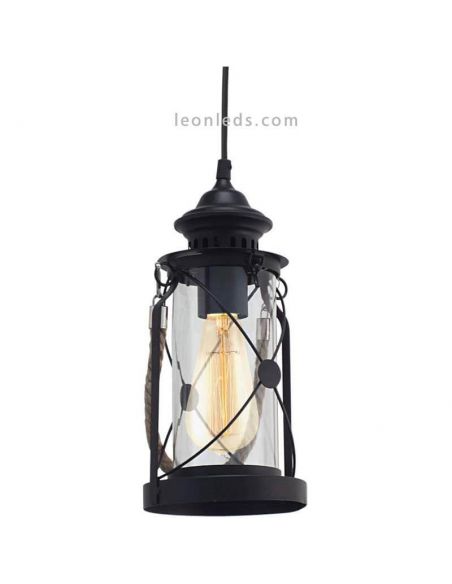 Lámpara de techo LED vintage Bradford 1xE27 | Lámpara de techo negra acero de Eglo Iluminación | LeonLeds Iluminación