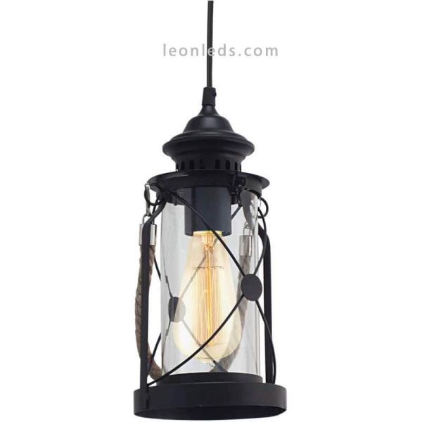 Plafonnier LED vintage Bradford 1xE27 | Plafonnier en acier noir de Eglo Iluminación | Éclairage LeonLeds