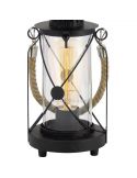 Lanterne de table LED vintage Bradford 1xE27 | Lampe de table industrielle noire de Eglo Iluminación | Éclairage LeonLeds