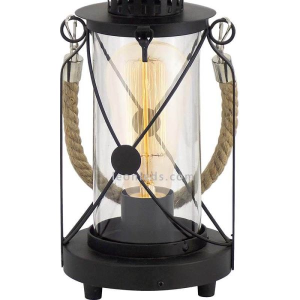 Farolillo de mesa LED vintage Bradford 1xE27 | Lámpara industrial negra de sobremesa de Eglo Iluminación | LeonLeds Iluminación