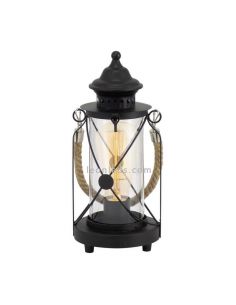 Farolillo de mesa LED vintage Bradford 1xE27 | Lámpara vintage negra de sobremesa de Eglo Iluminación | LeonLeds Iluminación