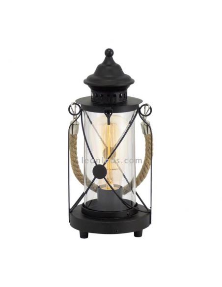 Farolillo de mesa LED vintage Bradford 1xE27 | Lámpara vintage negra de sobremesa de Eglo Iluminación | LeonLeds Iluminación