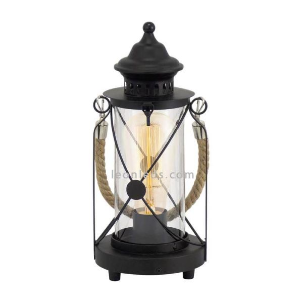 Farolillo de mesa LED vintage Bradford 1xE27 | Lámpara vintage negra de sobremesa de Eglo Iluminación | LeonLeds Iluminación