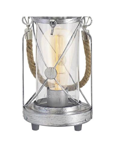 Farolillo de mesa LED vintage Bradford 1xE27 | Lámpara industrial gris de sobremesa de Eglo Iluminación | LeonLeds Iluminación