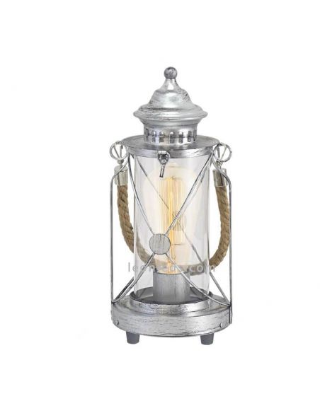 Lanterne de table LED vintage Bradford 1xE27 | Lampe de Bureau Vintage en Argent de Eglo Iluminación | Éclairage LeonLeds
