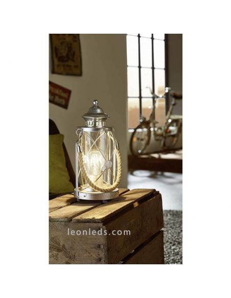 Lanterna de mesa LED vintage Bradford 1xE27 | Candeeiro de mesa prateado da Eglo Iluminación | Leon Iluminação LED