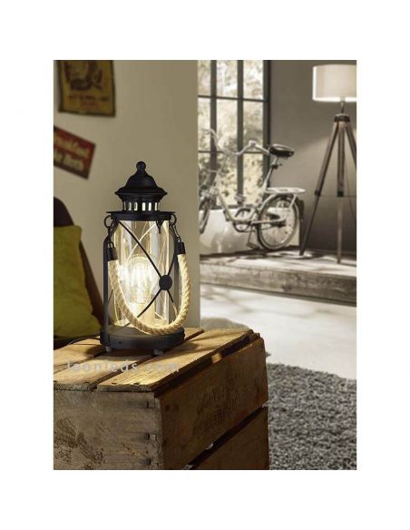Lanterne de table LED vintage Bradford 1xE27 | Lampe de table lanterne noire de Eglo Iluminación | Éclairage LeonLeds