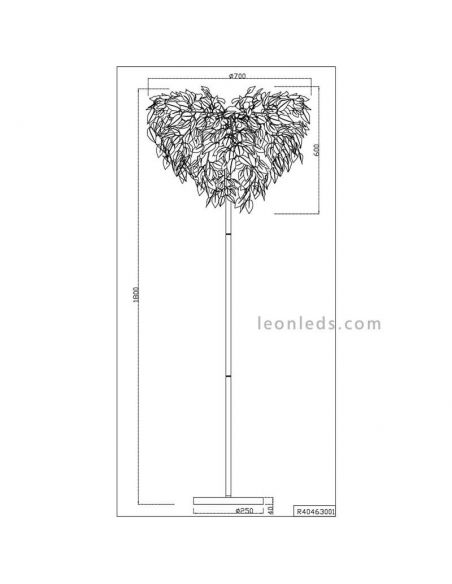 Dimensions Lampadaire Leavy blanc et chrome | Trio d'éclairage | Éclairage LeonLeds