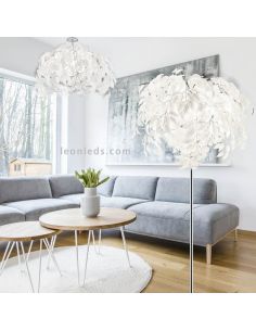 Lámpara de pie Leavy blanca y cromo |  Trio Lighting | LeonLeds Iluminación 2