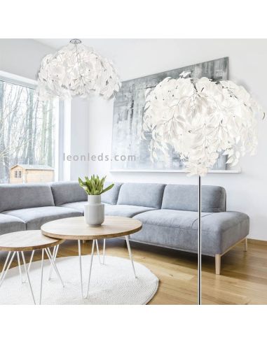 Lampadaire moderne blanc E14 Leavy | Trio d'éclairage | Éclairage LeonLeds