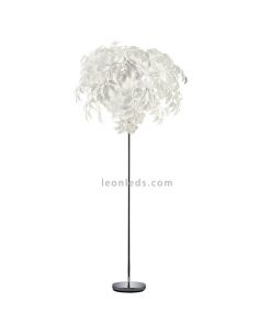 Lámpara de pie Leavy blanca y cromo |  Trio Lighting | LeonLeds Iluminación