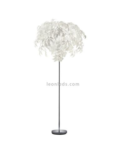 Lámpara de pie Leavy blanca y cromo |  Trio Lighting | LeonLeds Iluminación