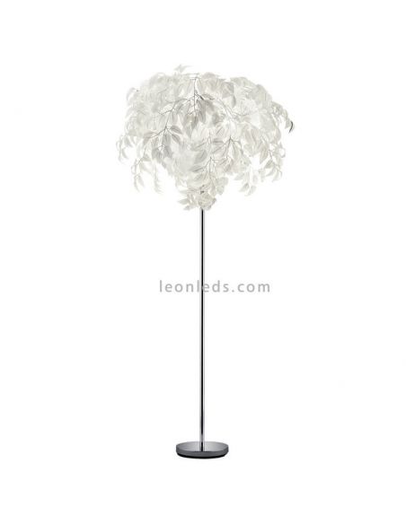 Lámpara de pie Leavy blanca y cromo |  Trio Lighting | LeonLeds Iluminación