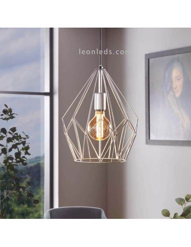 Lámpara de Techo vintage Carlton plateada 1XE27 | Lámpara metálica de techo de Eglo Lighting | LeonLeds Iluminación