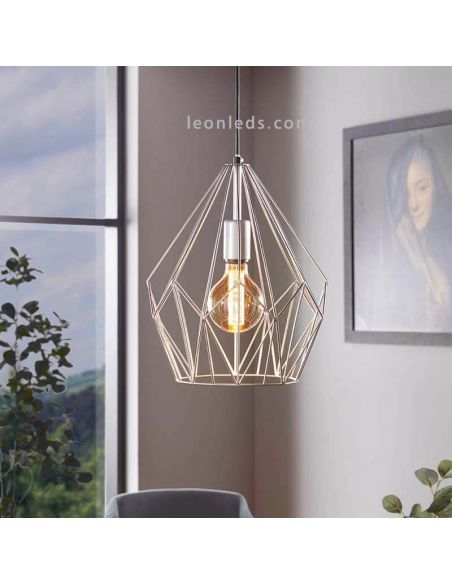 Lámpara de Techo vintage Carlton plateada 1XE27 | Lámpara metálica de techo de Eglo Lighting | LeonLeds Iluminación