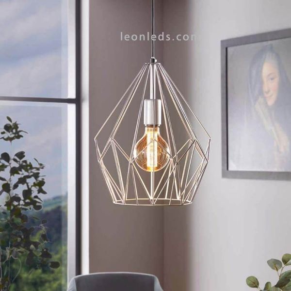 Lámpara de Techo vintage Carlton plateada 1XE27 | Lámpara metálica de techo de Eglo Lighting | LeonLeds Iluminación