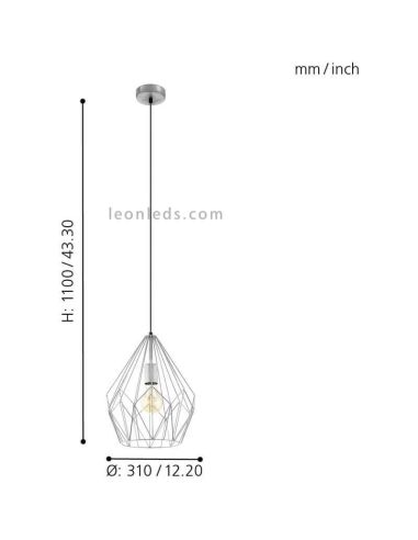 Luminária de teto vintage prateada Carlton 1XE27 | Luminária de teto em aço da Eglo Lighting | Leon Iluminação LED