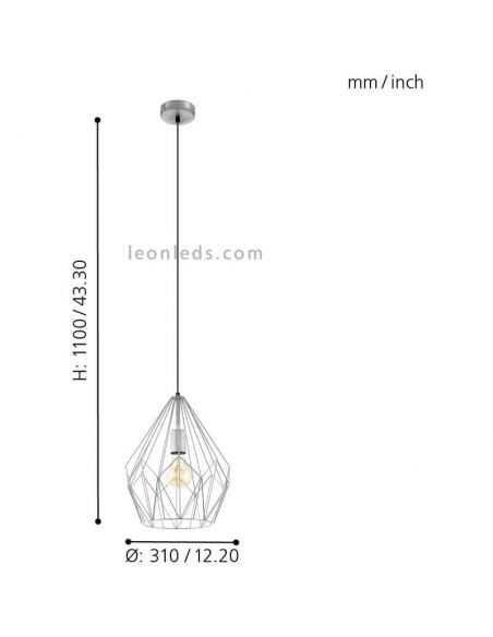 Lámpara de Techo vintage Carlton plateada 1XE27 | Lámpara acero de techo de Eglo Lighting | LeonLeds Iluminación