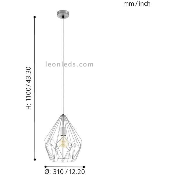 Plafonnier Vintage Argent Carlton 1XE27 | Plafonnier en acier de Eglo Lighting | Éclairage LeonLeds