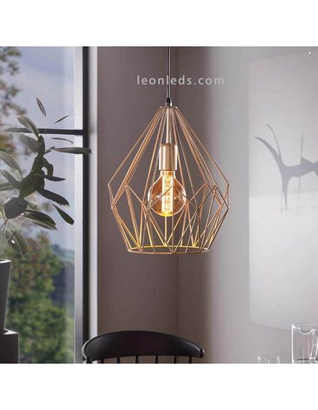 Lámpara de Techo vintage Carlton oro viejo 1XE27 | Lámpara metálica de techo de Eglo Lighting | LeonLeds Iluminación