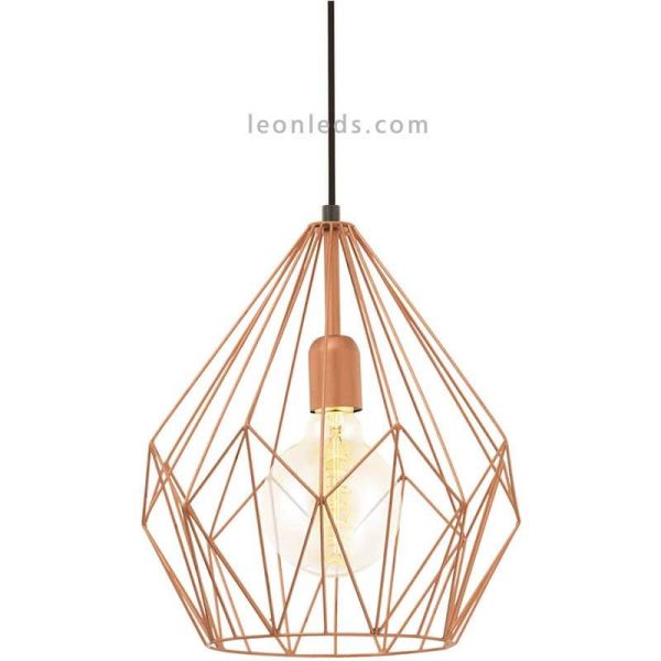 Lámpara de Techo vintage Carlton cobre 1XE27 | Lámpara retro de techo de Eglo Lighting | LeonLeds Iluminación