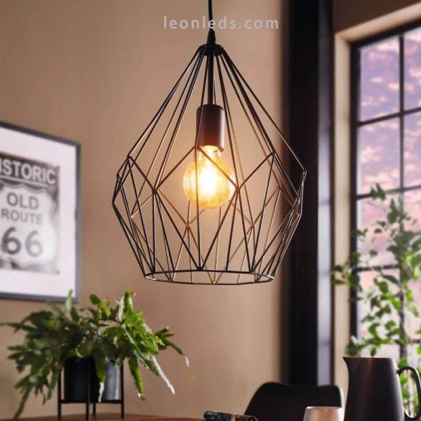 Plafonnier vintage noir Carlton 1XE27 | Plafonnier en métal par Eglo Lighting | Éclairage LeonLeds