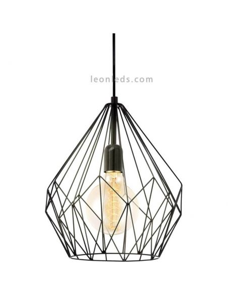 Lámpara de Techo vintage Carlton negra 1XE27 | Lámpara retro de techo de Eglo Lighting | LeonLeds Iluminación
