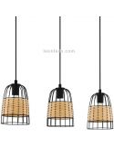 Lámpara colgante de techo LED rattan Anwick 3XE27 | Lámpara marrón y negro de Eglo Iluminación | LeonLeds Iluminación