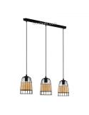 Lámpara colgante de techo LED rattan Anwick 3XE27 | Lámpara vintage de techo de Eglo Iluminación | LeonLeds Iluminación