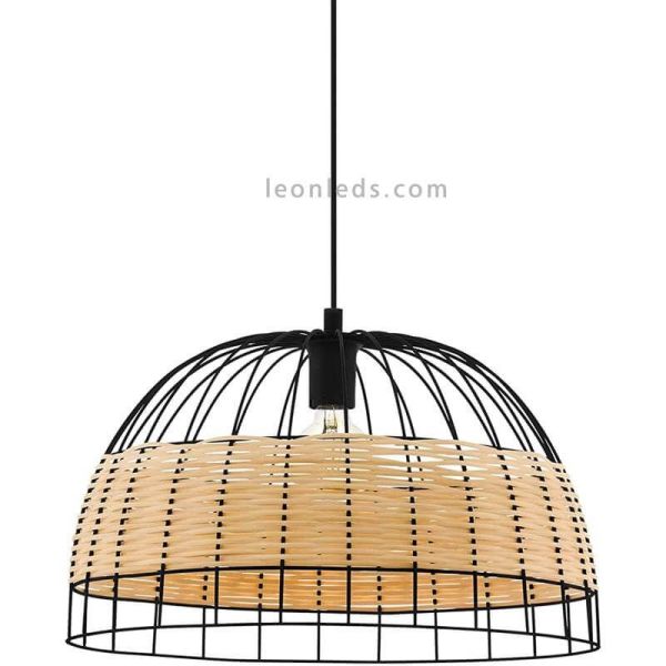 Lámpara de techo LED rattan Anwick 50Cm 1XE27 | Lámpara madera de Eglo Iluminación | LeonLeds Iluminación