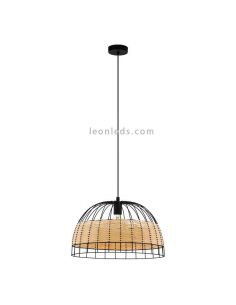 Plafonnier LED en rotin Anwick 50Cm 1XE27 | Plafonnier Vintage de Eglo Iluminación | Éclairage LeonLeds