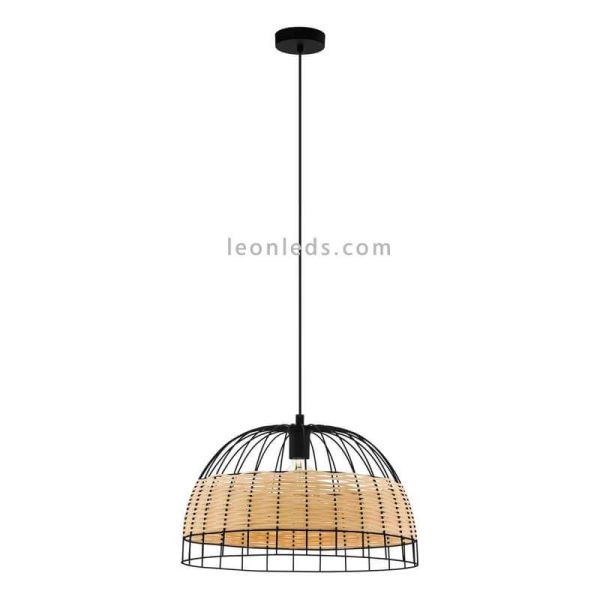 Plafonnier LED en rotin Anwick 50Cm 1XE27 | Plafonnier Vintage de Eglo Iluminación | Éclairage LeonLeds