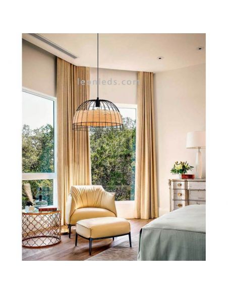 Lámpara de techo LED rattan Anwick 50Cm 1XE27 | Lámpara rústica de techo de Eglo Iluminación | LeonLeds Iluminación