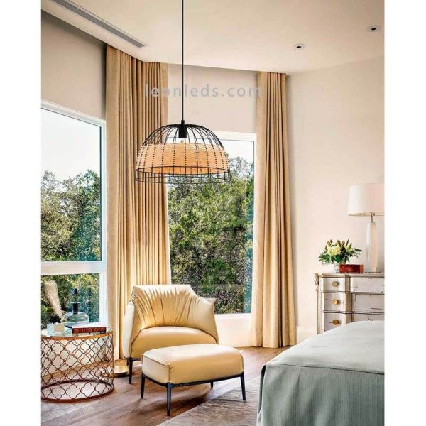 Lámpara de techo LED rattan Anwick 50Cm 1XE27 | Lámpara rústica de techo de Eglo Iluminación | LeonLeds Iluminación