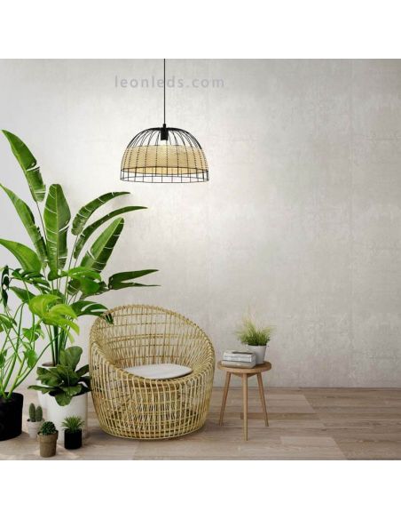 Lámpara de techo LED rattan Anwick 50Cm 1XE27 | Lámpara color café de Eglo Iluminación | LeonLeds Iluminación