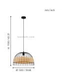 Lámpara de techo LED rattan Anwick 50Cm 1XE27 | Lámpara de mimbre de Eglo Iluminación | LeonLeds Iluminación