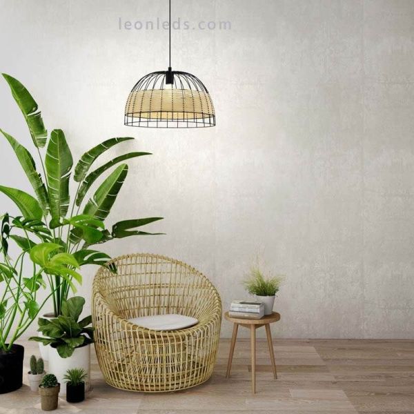 Suspension LED en Rotin Anwick 37Cm 1XE27 | Lampe jaune de Eglo Iluminación | Éclairage LeonLeds