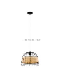 Lámpara de techo colgante LED rattan Anwick 37Cm 1XE27 | Lámpara vintage de techo de Eglo Iluminación | LeonLeds Iluminación