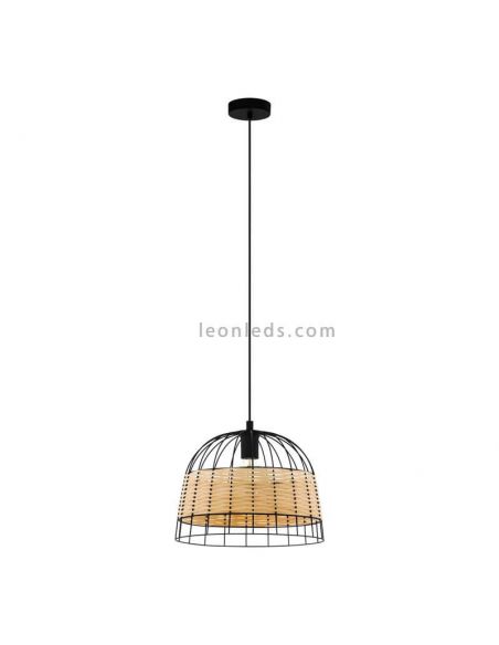 Lámpara de techo colgante LED rattan Anwick 37Cm 1XE27 | Lámpara vintage de techo de Eglo Iluminación | LeonLeds Iluminación
