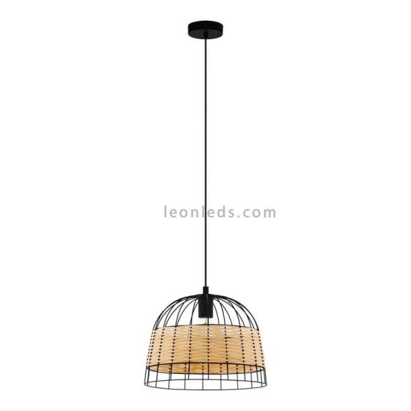 Lámpara de techo colgante LED rattan Anwick 37Cm 1XE27 | Lámpara vintage de techo de Eglo Iluminación | LeonLeds Iluminación