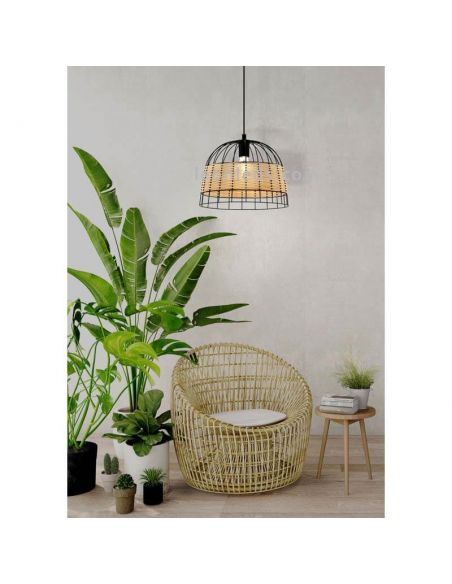 Candeeiro pendente de vime LED Anwick 37Cm 1XE27 | Luminária de teto rústica da Eglo Iluminación | Leon Iluminação LED