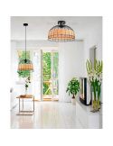 Lámpara de techo colgante LED rattan Anwick 37Cm 1XE27 | Lámpara natural rústica de Eglo Iluminación | LeonLeds Iluminación