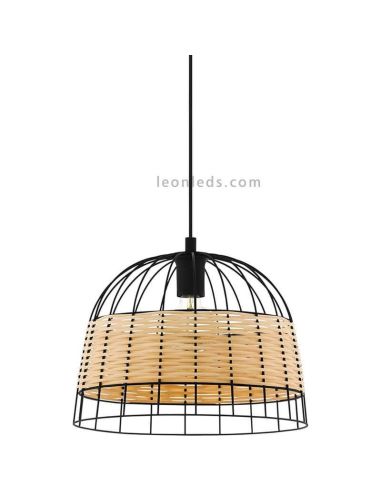 Lámpara de techo colgante LED rattan Anwick 37Cm 1XE27 | Lámpara madera de Eglo Iluminación | LeonLeds Iluminación