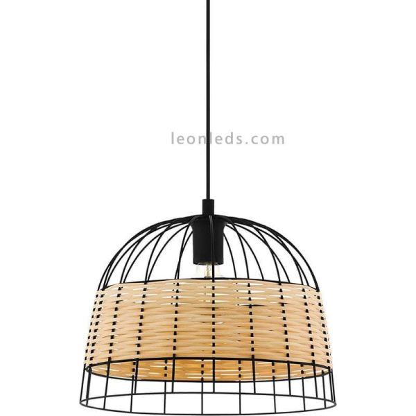 Lámpara de techo colgante LED rattan Anwick 37Cm 1XE27 | Lámpara madera de Eglo Iluminación | LeonLeds Iluminación