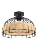 Plafonnier LED rotin Anwick 38Cm 1XE27 | Plafonnier Vintage de Eglo Iluminación | Éclairage LeonLeds