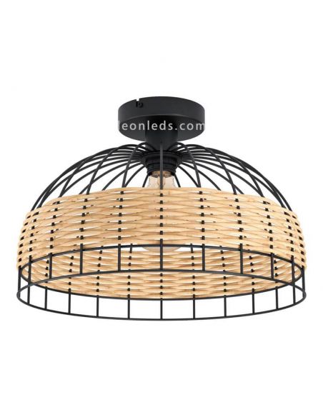Plafón de techo LED rattan Anwick 38Cm 1XE27 | Lámpara vintage de techo de Eglo Iluminación | LeonLeds Iluminación
