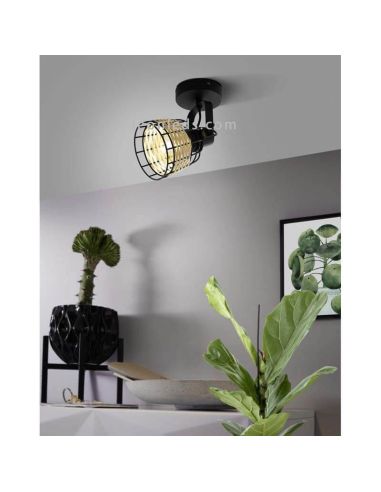 Aplique LED rattan Anwick 1 11,5Cm 1XE27 | Aplique natural rústico de Eglo Iluminación | LeonLeds Iluminación