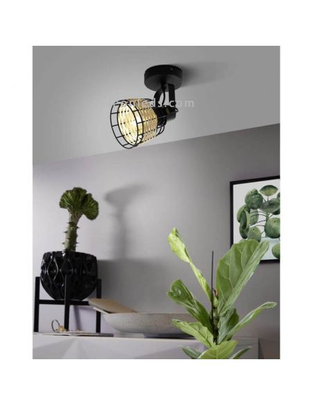 Aplique LED rattan Anwick 1 11,5Cm 1XE27 | Aplique natural rústico de Eglo Iluminación | LeonLeds Iluminación