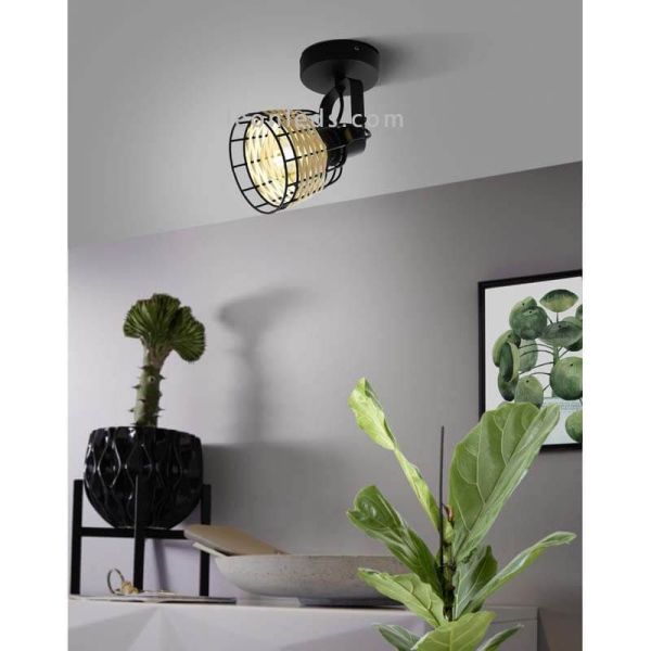 Aplique LED rattan Anwick 1 11,5Cm 1XE27 | Aplique natural rústico de Eglo Iluminación | LeonLeds Iluminación