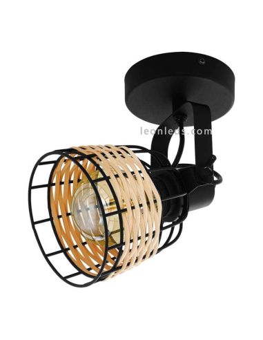 Aplique LED rattan Anwick 1 11,5Cm 1XE27 | Aplique vintage de techo de Eglo Iluminación | LeonLeds Iluminación